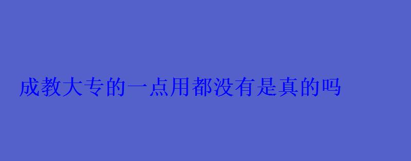 成教大專的一點用都沒有是真的嗎