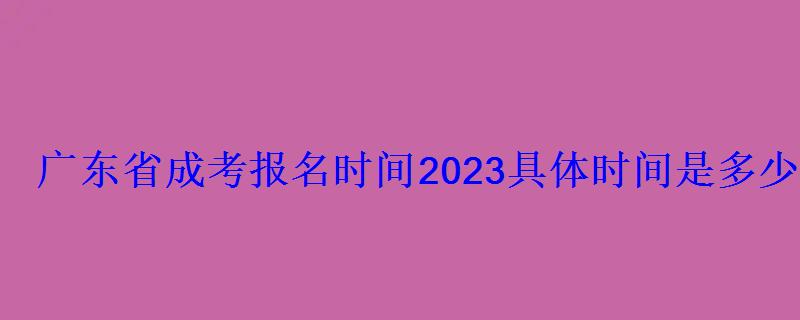 廣東省成考報名時間2023具體時間是多少