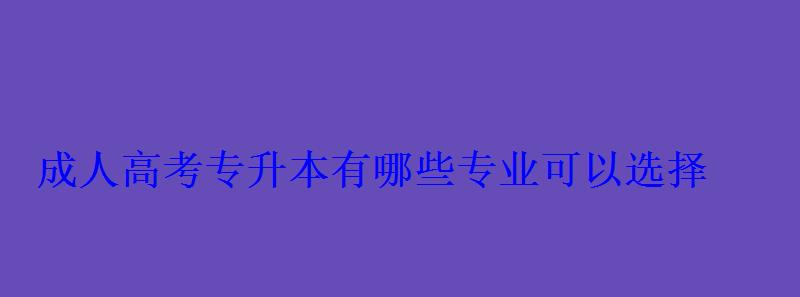 成人高考專升本有哪些專業可以選擇