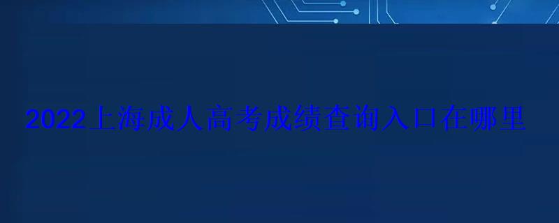 2022上海成人高考成績查詢入口在哪里