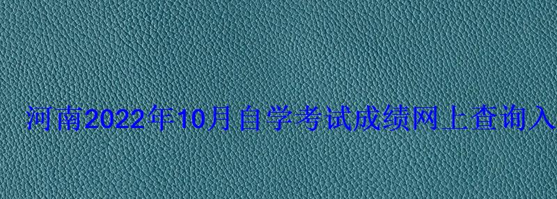 河南2022年10月自學考試成績網上查詢入口