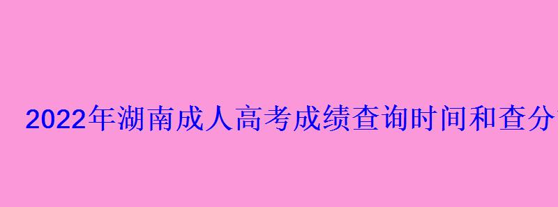 2022年湖南成人高考成績查詢時間和查分方式