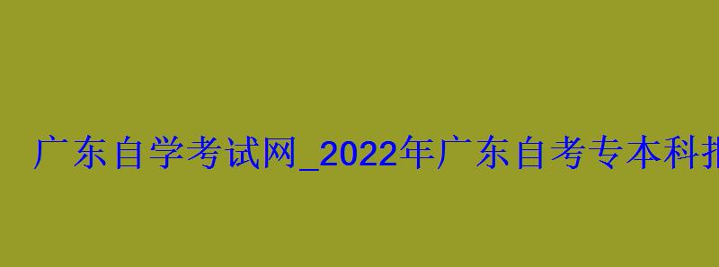 廣東自學考試網_2022年廣東自考專本科報名招生平臺