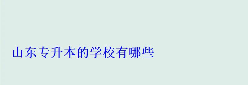 山東專升本的學校有哪些