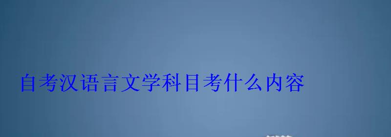 自考漢語言文學科目考什么內容