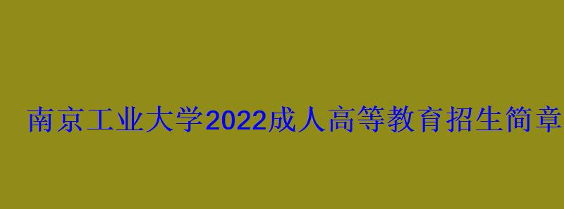 南京工業大學2022成人高等教育招生簡章