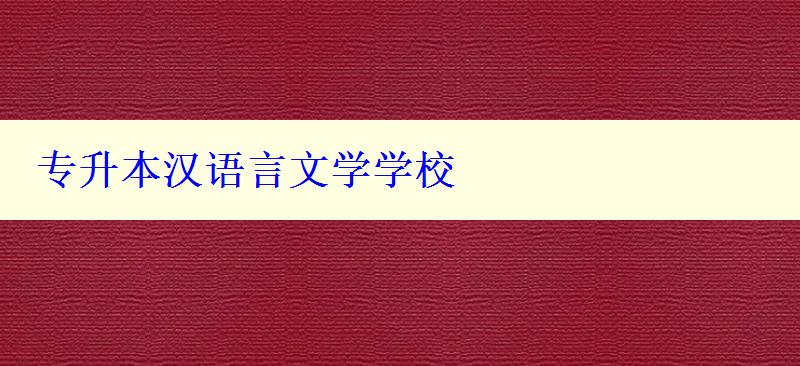 專升本漢語言文學學校