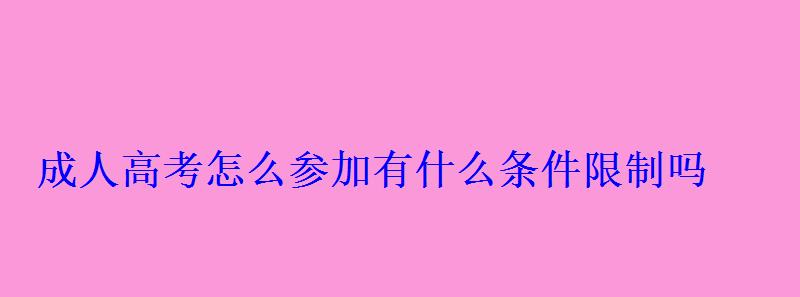 成人高考怎么參加有什么條件限制嗎