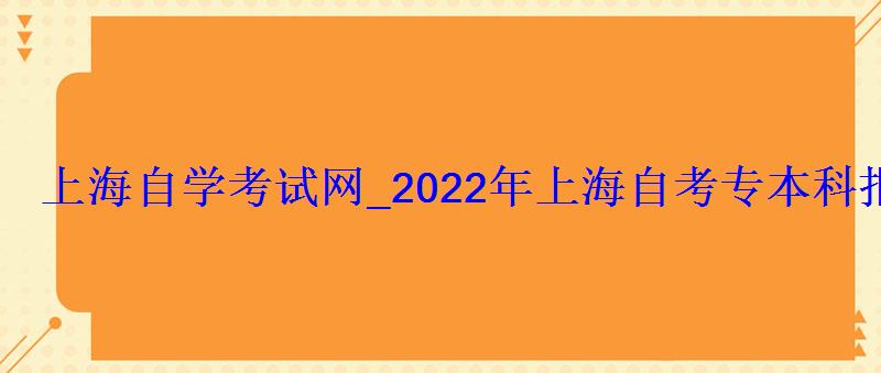 上海自學(xué)考試網(wǎng)_2022年上海自考專(zhuān)本科報(bào)名招生平臺(tái)