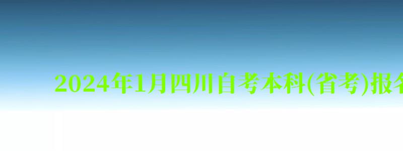 2024年1月四川自考本科(省考)報名時間