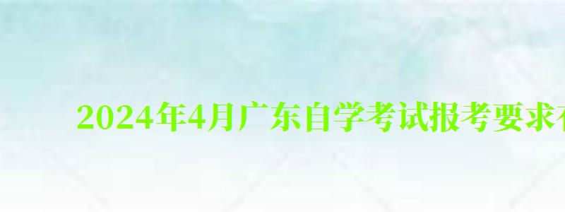 2024年4月廣東自學考試報考要求有哪些