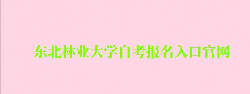 東北林業大學自考報名入口官網