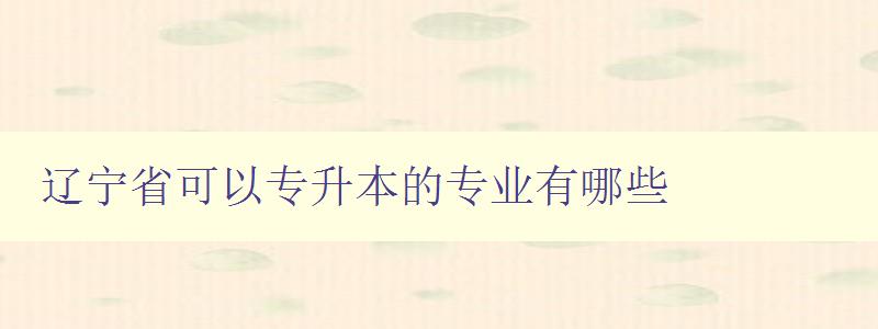 遼寧省可以專升本的專業有哪些 詳細介紹遼寧省專升本開設的專業方向