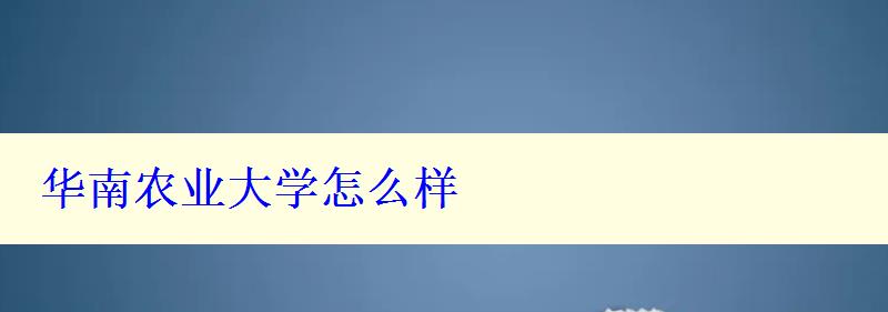 華南農(nóng)業(yè)大學(xué)怎么樣