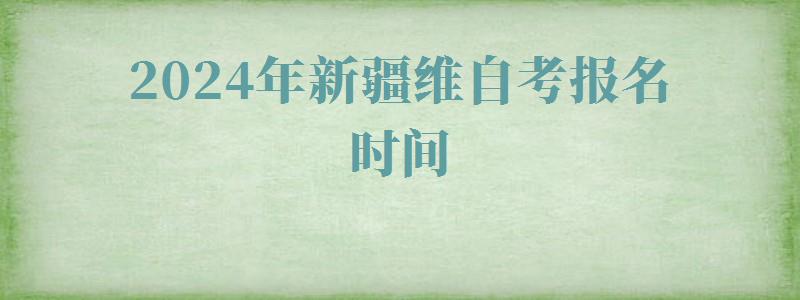 2024年新疆維自考報名時間