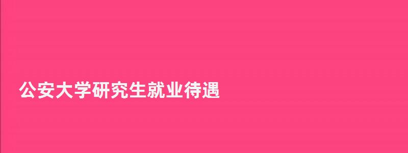 公安大學研究生就業待遇,公安大學研究生就業