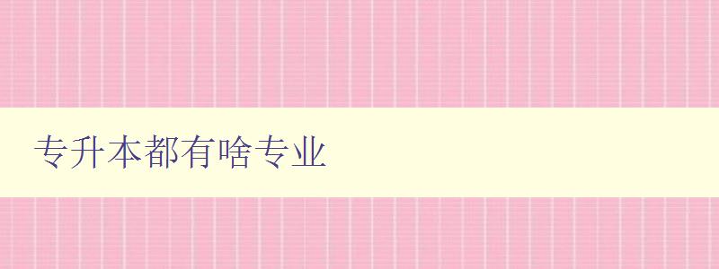 專升本都有啥專業(yè) 詳細(xì)介紹專升本可選專業(yè)方向